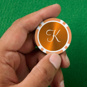 Bronze shiny faux metal monogram poker chips