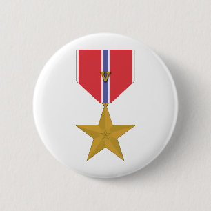 Bronze Star With V 6 Cm Round Badge