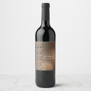 Bronze Stars & Elegant Bokeh Lights Wine Labels
