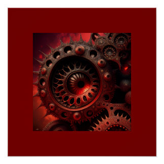 Bronze Steampunk Mandelbrot Fractal Poster