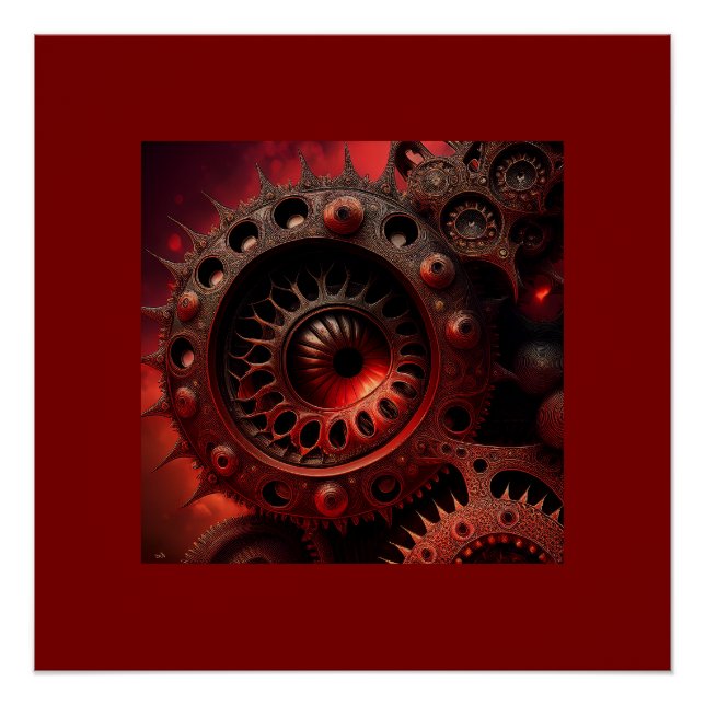 Bronze Steampunk Mandelbrot Fractal Poster (Front)