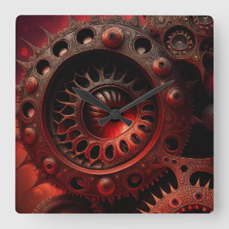 Bronze Steampunk Mandelbrot Fractal Square Wall Clock
