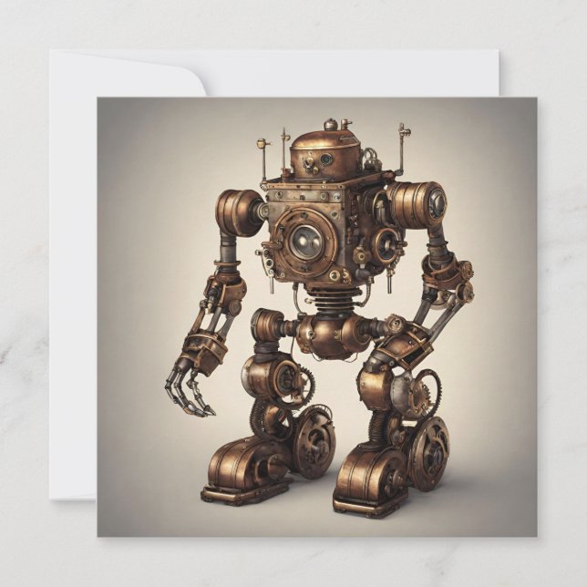 Bronze Steampunk Robot Sculpture (Front)