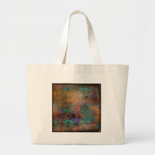 Bronze, Teal, Purple Abstract Large Tote Bag