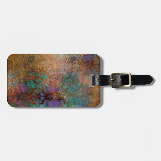 Bronze, Teal, Purple Abstract Luggage Tag (Front Horizontal)