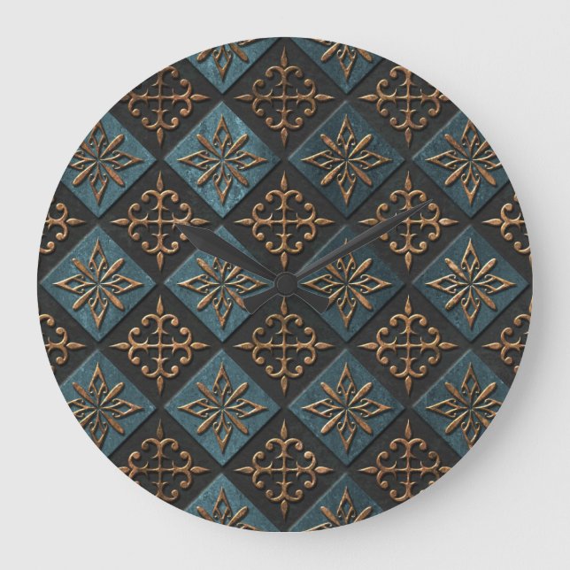 Bronze texture with carving pattern. large clock (Front)
