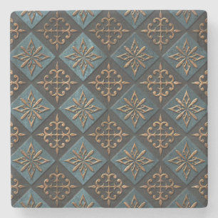 Bronze texture with carving pattern. stone coaster