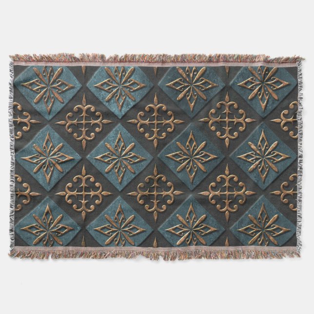 Bronze texture with carving pattern. throw blanket (Front)