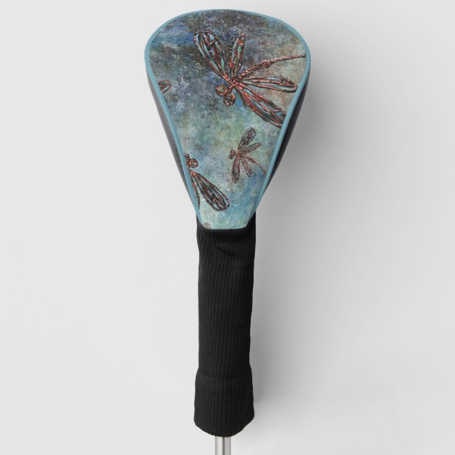 Bronze Tipped Dragonflies on a Magical Sky Golf Head Cover (Front)