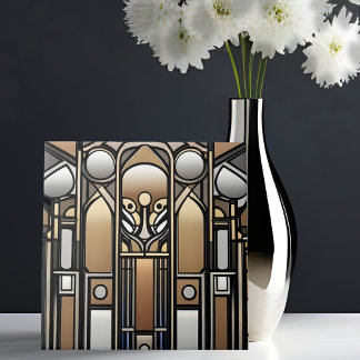 Bronze tone and Silver Tone Art Nouveau Tile