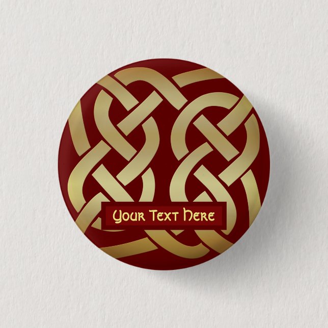 Bronze Tone Celtic Knot 3 Cm Round Badge (Front)