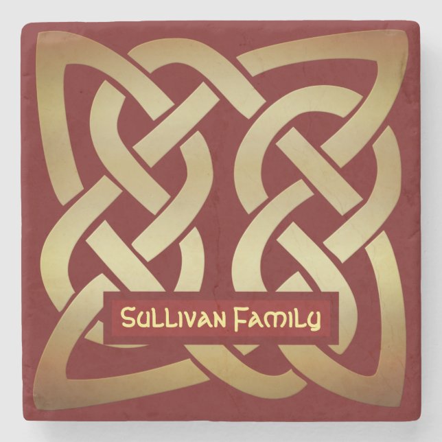 Bronze Tone Celtic Knot Stone Coaster (Front)