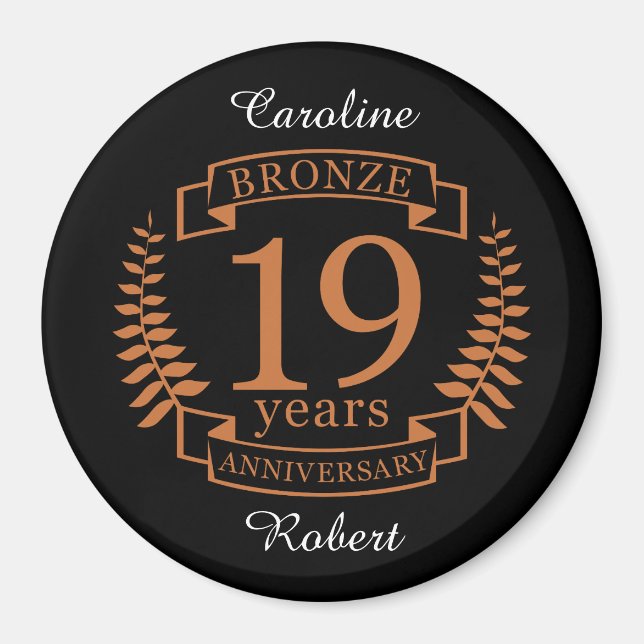 Bronze traditional wedding anniversary 19 years magnet (Front)