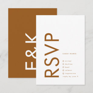 Bronze Ultra Modern Monogram Desert Terracotta RSVP Card