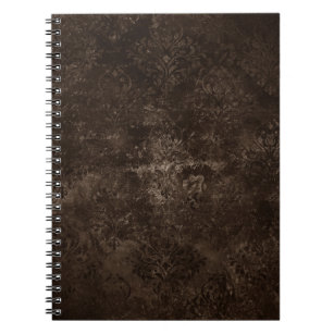 Bronze Velvet Damask   Golden Brown Floral Grunge Notebook
