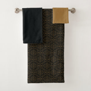 Bronze Vintage Pinwheel Damask With Colours Bath Towel Set