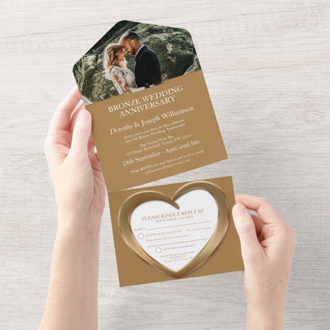 Bronze wedding anniversary 8 years party event all all in one invitation (Tearaway)