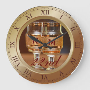 Bronze Wedding Anniversary Copper Gold Brown Photo Large Clock