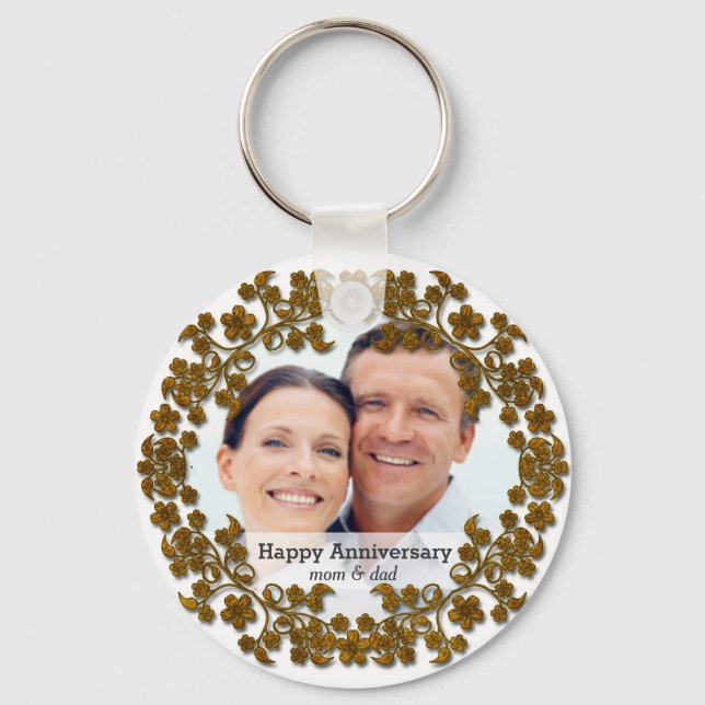 Bronze wedding anniversary with a photo key ring (Front)