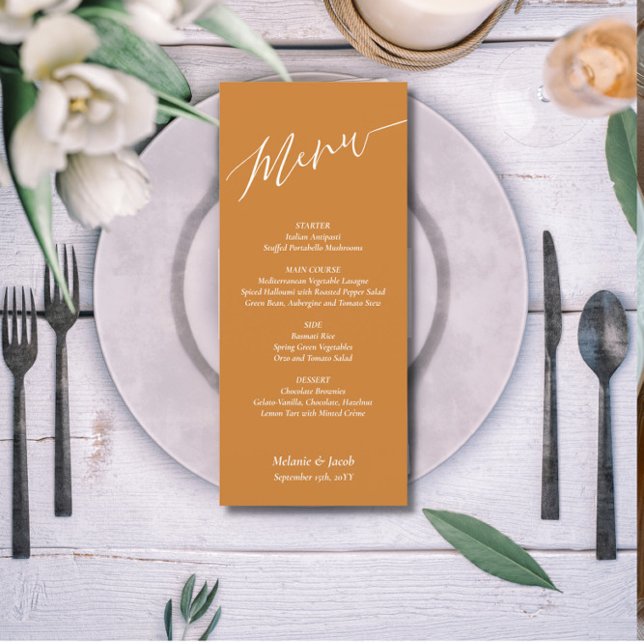 Bronze Wedding Flat Menu Card (Creator Uploaded)