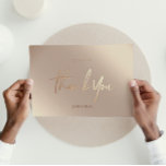 Bronze Wedding Thank You Cards Elegant Script<br><div class="desc">Thank You Custom Weddings Card with no photos. Wedding Thank You Cards,  Elegant Modern Calligraphy Script text Postcards in faux bronze metallic foil.</div>