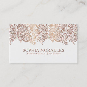 Bronze & White Vintage Paisley Lace Business Card