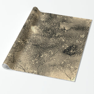 Bronze Winter Dusk Sky Gold Berries & Snowfall Wrapping Paper