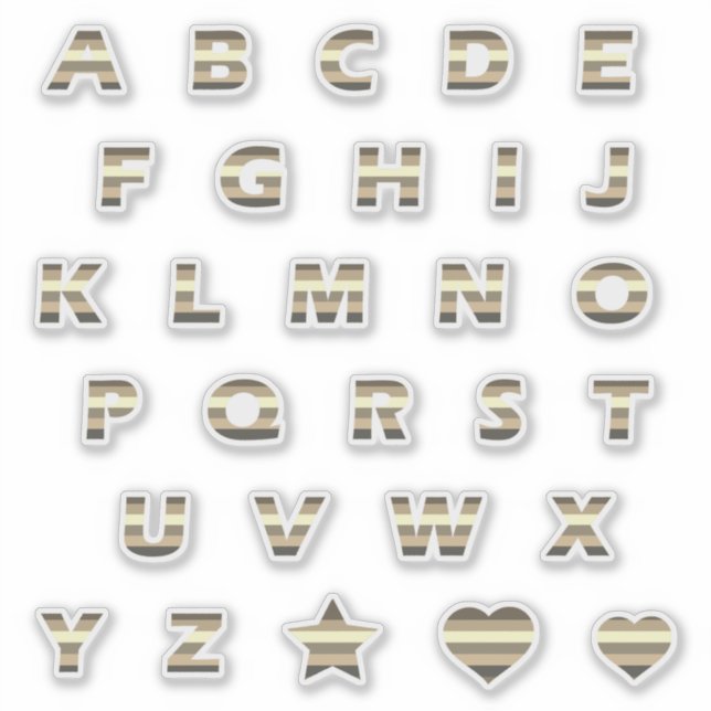 Bronze Yellow Beige Stripes Letters Monogram (Front)