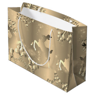 Bronzy Reindeer and Snowflakes Large Large Gift Bag