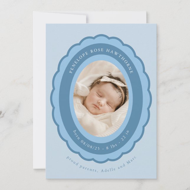 Brooch Keepsake Birth Announcement  (Front)