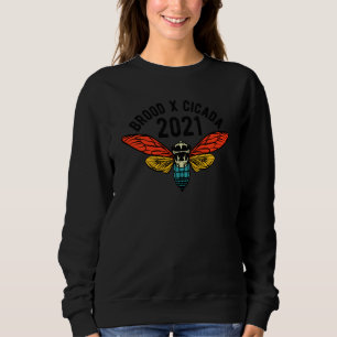 Brood X Vintage 70s Retro Kids Cicada Invasion 202 Sweatshirt