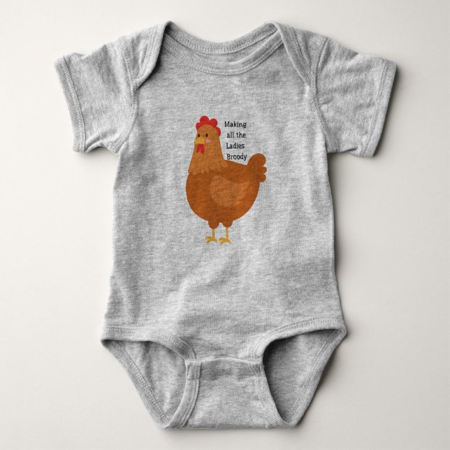 Broody Chicken Onsie Baby Bodysuit (Front)