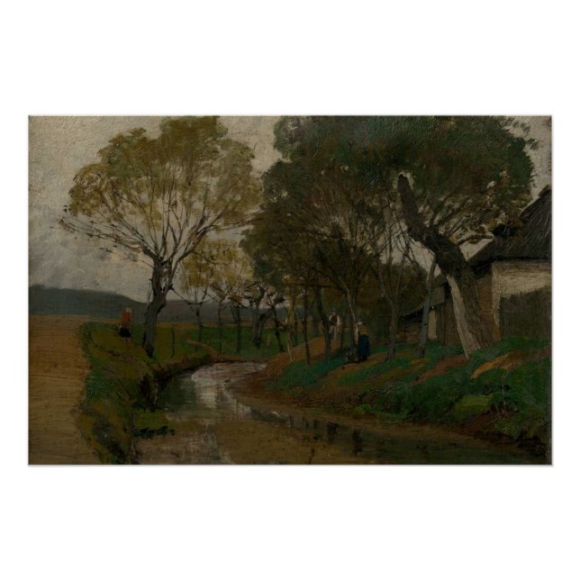 Brook Behind Tranquil Waters Rustic Charm  Poster (Front)