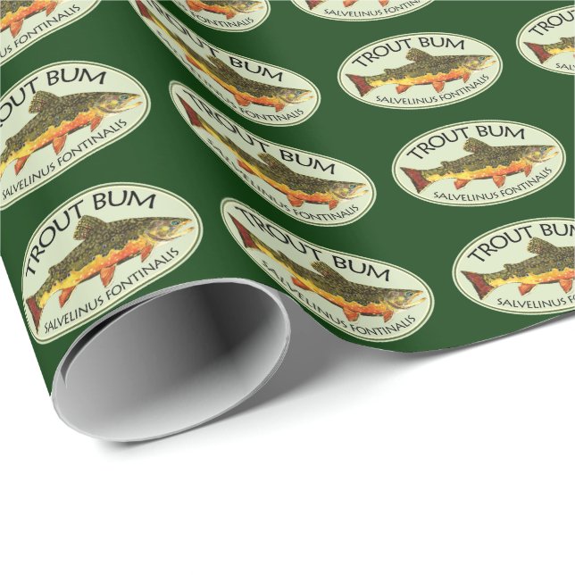 Brook Trout Bum Humourous Fly Fishing Wrapping Paper (Roll Corner)