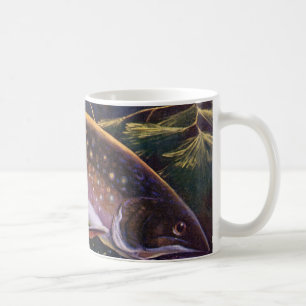 Brook Trout Fish Fisherman, Vintage Sports Fishing Coffee Mug