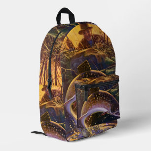 Brook Trout Fish Fisherman, Vintage Sports Fishing Printed Backpack
