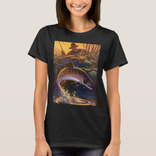 Brook Trout Fish Fisherman, Vintage Sports Fishing T-Shirt