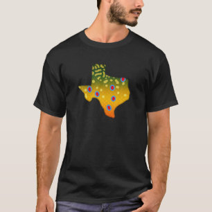 Brook Trout Fish Texas State Map Fly Fishing Gifts T-Shirt