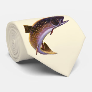 Brook Trout Fish, Vintage Sports Fishing Fisherman Tie