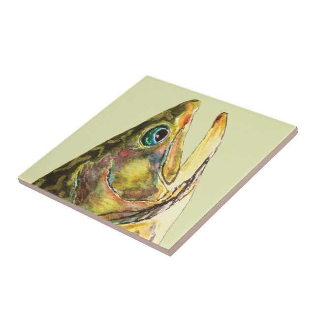 Brook Trout Fisherman Tile (Side)