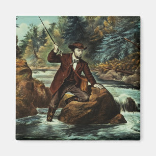 Brook Trout Fishing - An Anxious Moment, 1862 Magnet