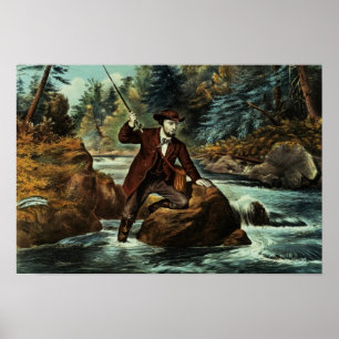 Brook Trout Fishing - An Anxious Moment, 1862 Poster