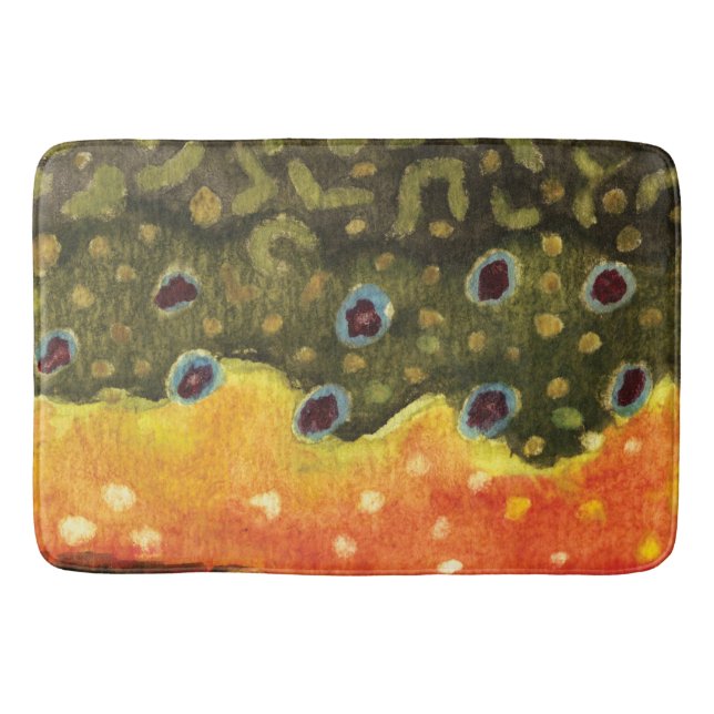 Brook Trout Fishing Bath Mat (Front)