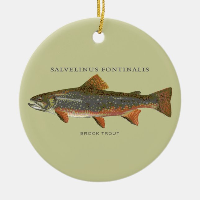 Brook Trout Fishing Ceramic Tree Decoration (Front)