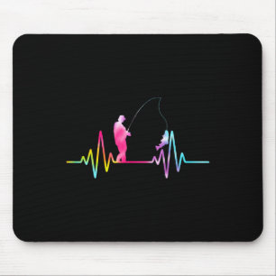 Brook Trout Fishing Gear Tie Dye Fisherman Heartbe Mouse Pad