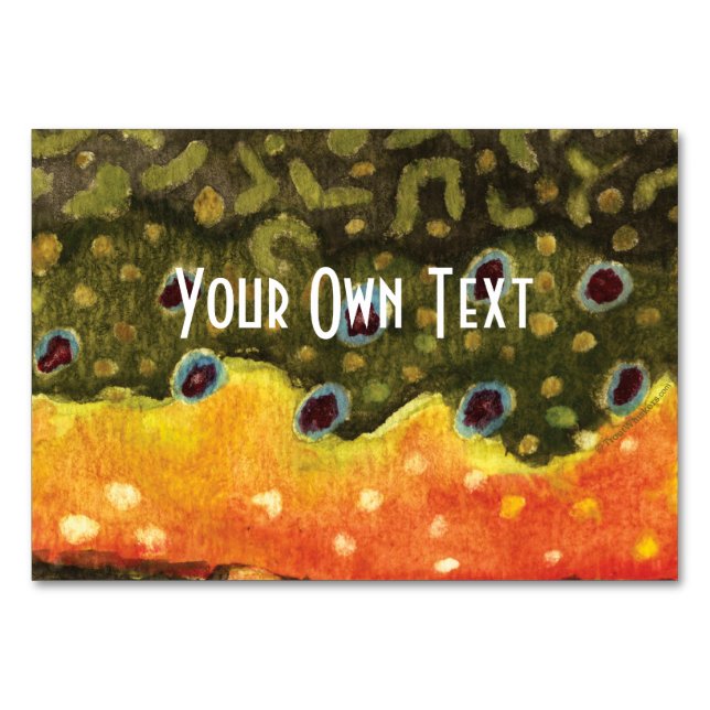 Brook Trout Fishing Table Number (Front)