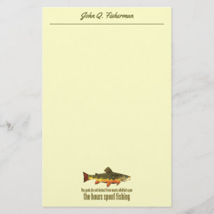 Brook Trout Fly Fisherman Angling Saying Stationery