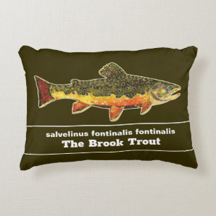 Brook Trout Fly Fishing Latin Name Ichthyology Decorative Cushion