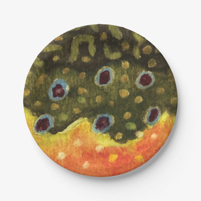 Brook Trout Fly Fishing Paper Plate (Front)