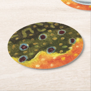 Brook Trout Fly Fishing Round Paper Coaster